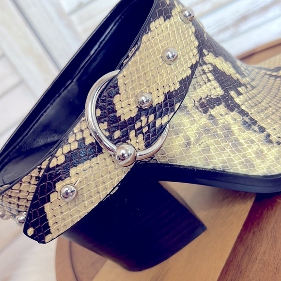 REBECCA MINKOFF l  Harness Silver Studs Snake Bootie Slip-On Mule Clogs - Picture 9 of 10